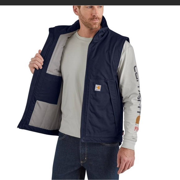 3XL Regular Carhartt Workwear FR Vest for Men, Quick Duck Insulated, Navy - Picture 5 of 16